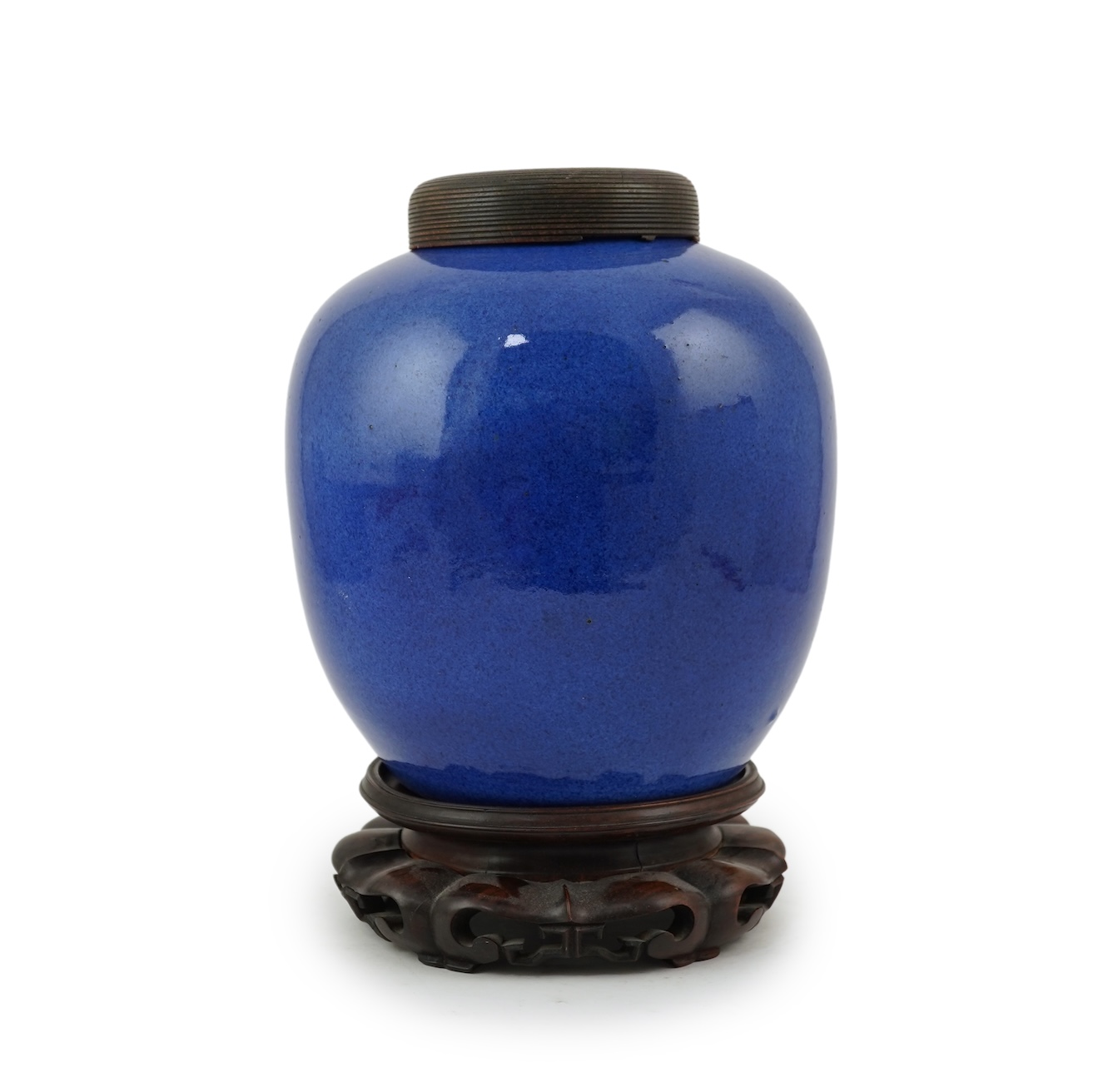 A Chinese powder blue glazed globular jar, 19th century